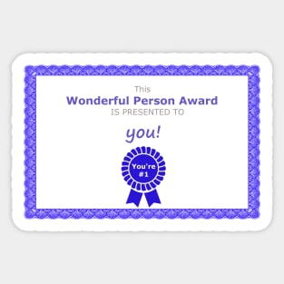 Wonderful Person Award Sticker